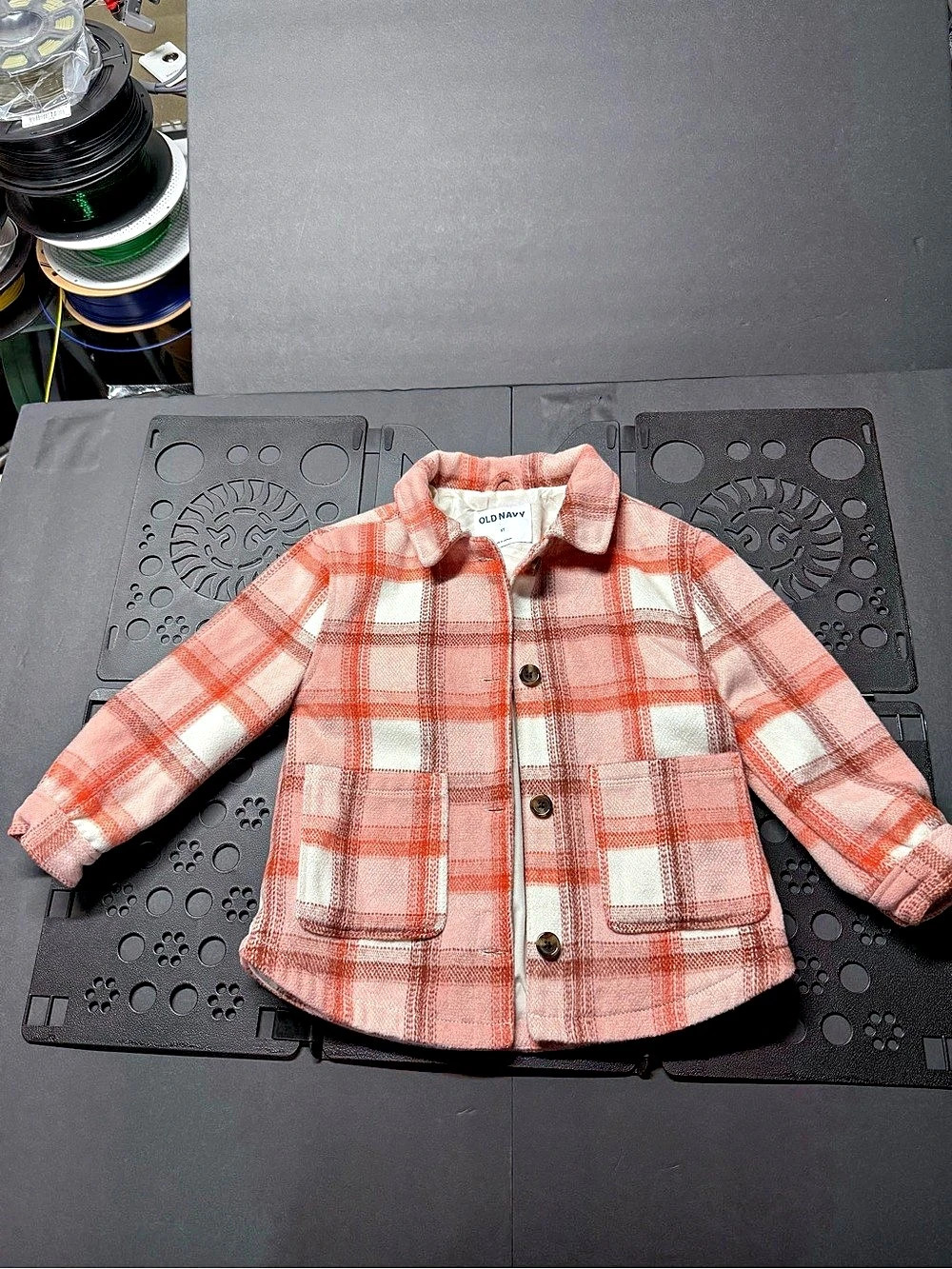 Old Navy Toddler Girls Plaid Shirt Jacket Boys 5T Pink & White